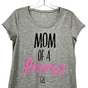 Justice Women’s Mom of a Princess Scoop Neck T-Shirt Gray/Multi Small New